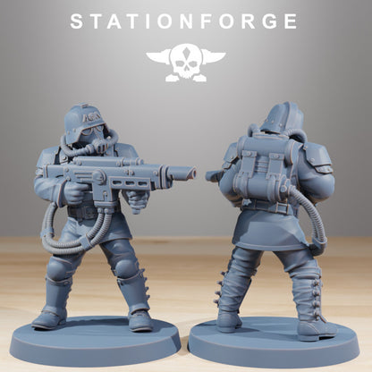 Grim Guard Commandos, Imperial Army proxy miniature, infantry, 28mm heroic scale unpainted resin, view 3