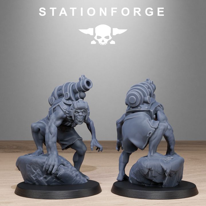 Dark Space Knights Guard Abhumans, proxy miniature, infantry, 28mm heroic scale unpainted resin, view 9