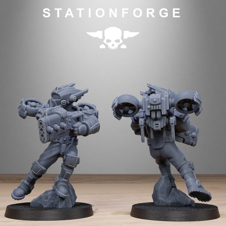 Tuai Skyguards, proxy miniature, 28mm heroic scale unpainted resin, view 3