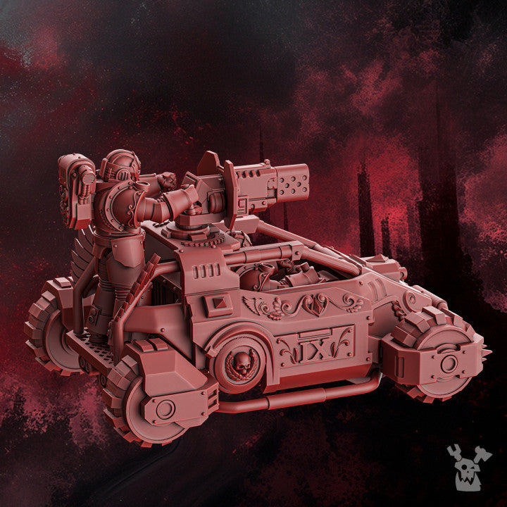 Crimson Knights Buggy, proxy miniature, vehicle, 28mm heroic scale unpainted resin, view 3