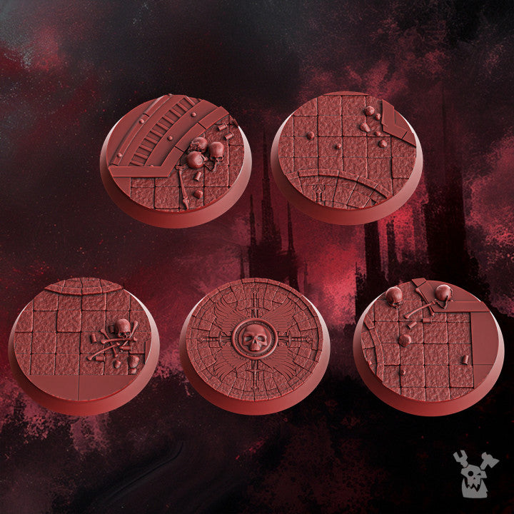 Crimson Knights Bases And Decor Set, resin miniature bases, bits, 28mm heroic scale unpainted resin, view 6