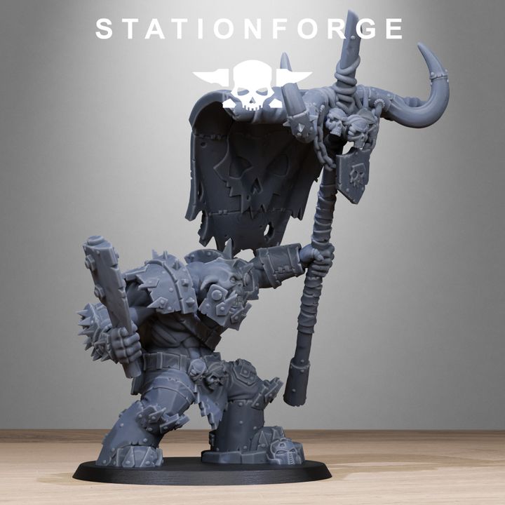 Orks Bearer Boss, proxy miniature, character, 28mm heroic scale unpainted resin, view 5