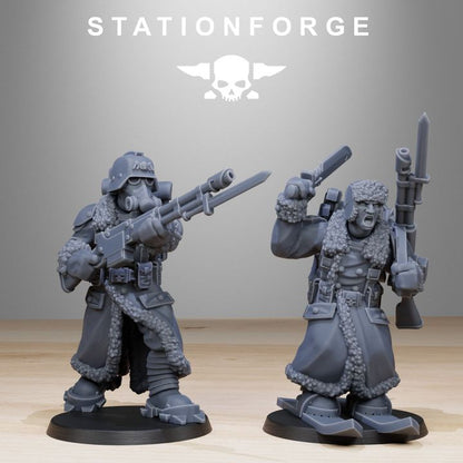 Imperial Army Grim Guard Frostwatch Skiers (10 Units), 28mm heroic scale unpainted resin, view 4