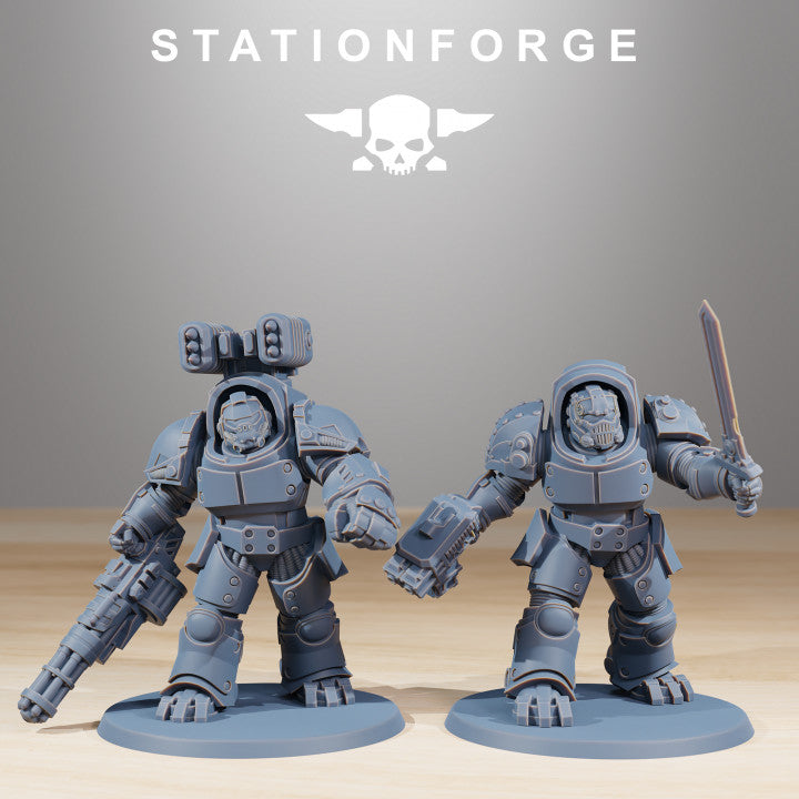 Space Knights Vanguard Shoulder Pads (10 Units), resin conversion bits, squad, 28mm heroic scale unpainted resin, vi, view 4