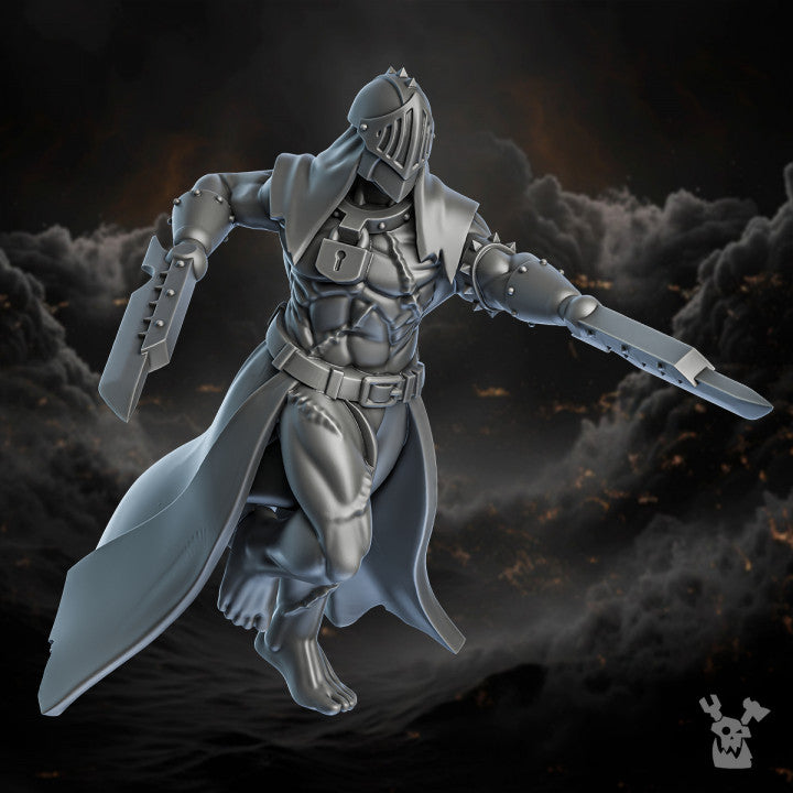 Battle Sisters Unrepentants, proxy miniature, 28mm heroic scale unpainted resin, view 5