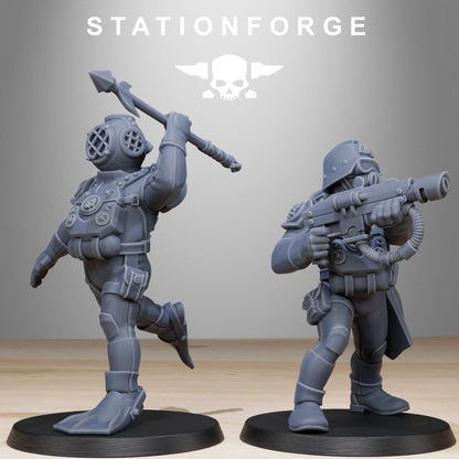 Imperial Army Grim Guard Divers (10 Units), 28mm heroic scale unpainted resin, view 6