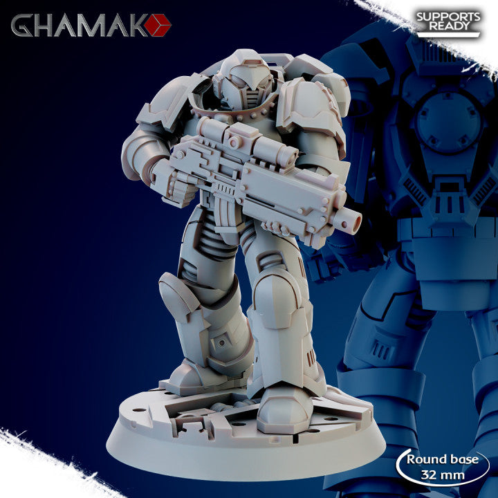 Space Knights Imperators Militum Precision Rifle (10 Units), proxy miniature, squad, 28mm heroic scale, view 5