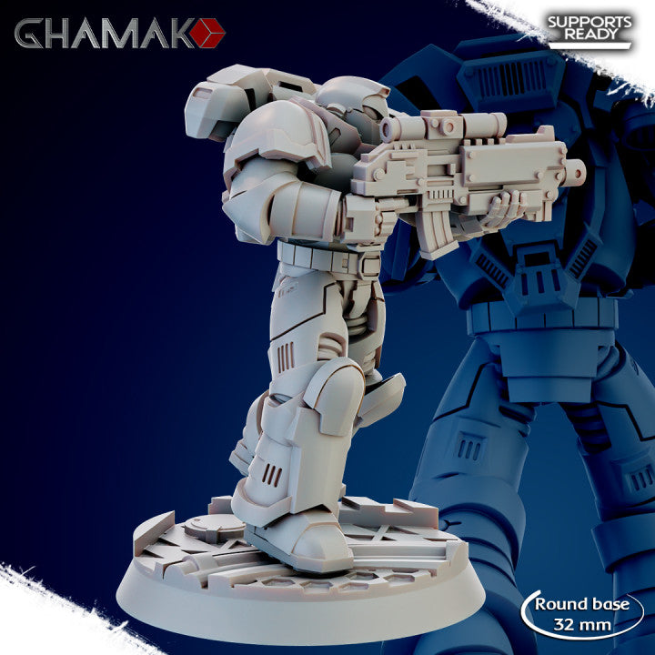 Space Knights Imperators Militum Precision Rifle (10 Units), proxy miniature, squad, 28mm heroic scale, view 6