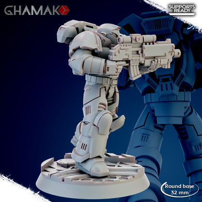 Space Knights Imperators Militum Precision Rifle (10 Units), proxy miniature, squad, 28mm heroic scale, view 6