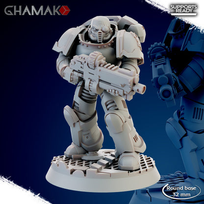 Space Knights Imperators Militum Automatic Rifle (10 Units), proxy miniature, squad, 28mm heroic scale, view 2