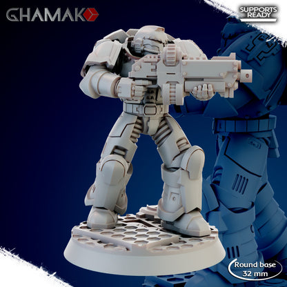 Space Knights Imperators Militum Automatic Rifle (10 Units), proxy miniature, squad, 28mm heroic scale, view 4