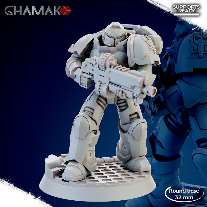 Space Knights Imperators Militum Automatic Rifle (10 Units), proxy miniature, squad, 28mm heroic scale, view 5