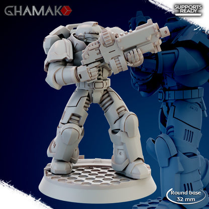 Space Knights Imperators Militum Automatic Rifle (10 Units), proxy miniature, squad, 28mm heroic scale, view 7
