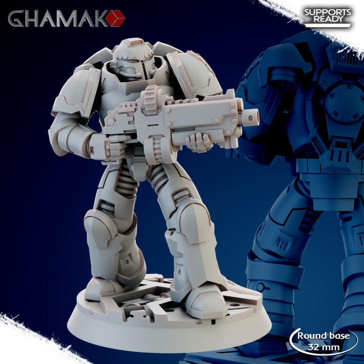 Space Knights Imperators Militum Automatic Rifle (10 Units), proxy miniature, squad, 28mm heroic scale, view 8