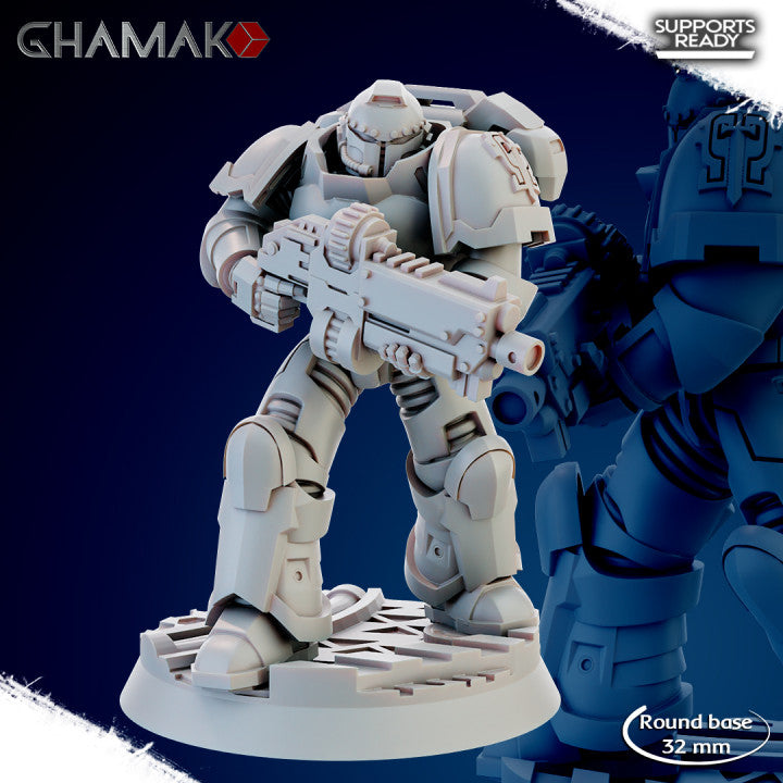Space Knights Imperators Militum Automatic Rifle (10 Units), proxy miniature, squad, 28mm heroic scale, view 9