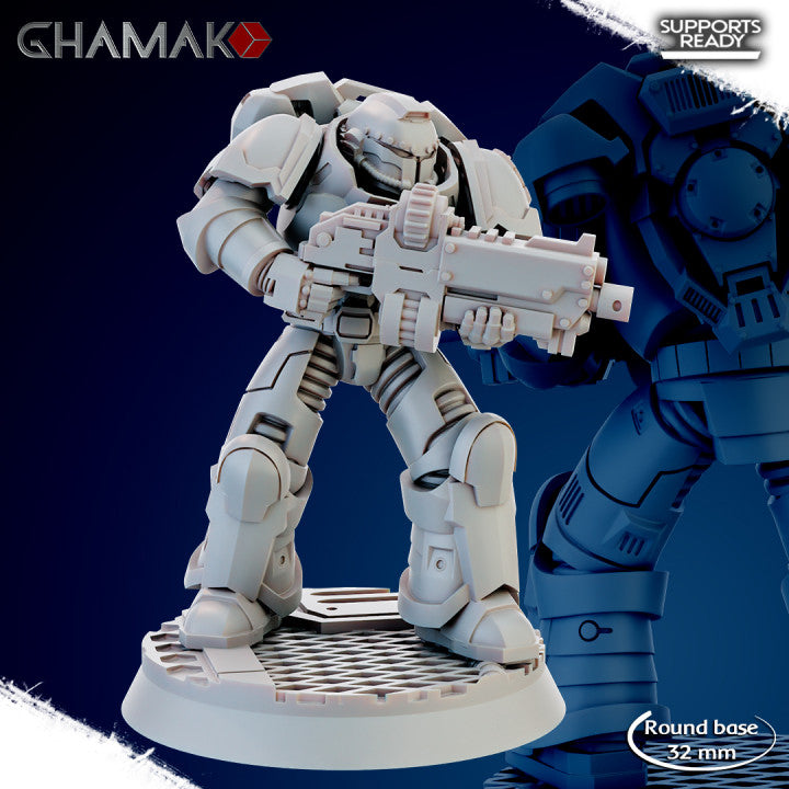 Space Knights Imperators Militum Automatic Rifle (10 Units), proxy miniature, squad, 28mm heroic scale, view 10