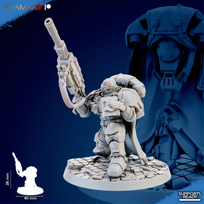 Space Knights Mortiferum Dolor With Automatic Rifles (3 Units), proxy miniature, squad, 28mm heroic, view 4