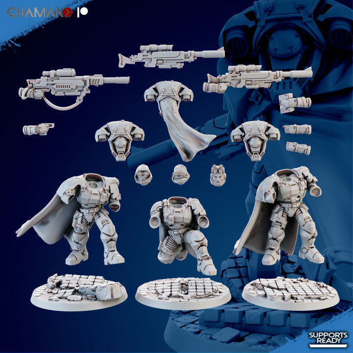 Space Knights Mortiferum Dolor With Automatic Rifles (3 Units), proxy miniature, squad, 28mm heroic, view 2
