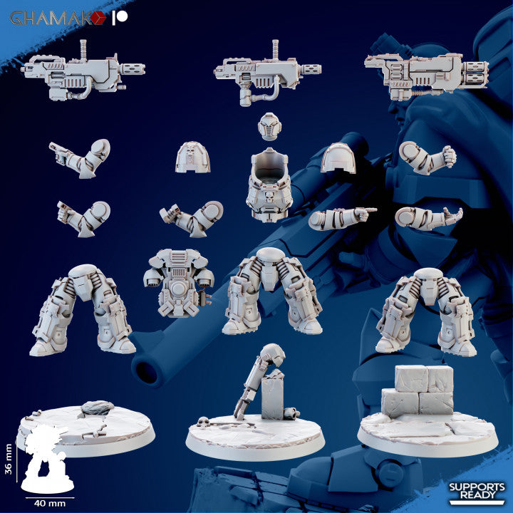 Space Knights Cremetis Team (3 Units), proxy miniature, squad, 28mm heroic scale unpainted resin, view 2