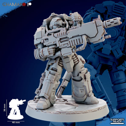 Space Knights Cremetis Team (3 Units), proxy miniature, squad, 28mm heroic scale unpainted resin, view 3