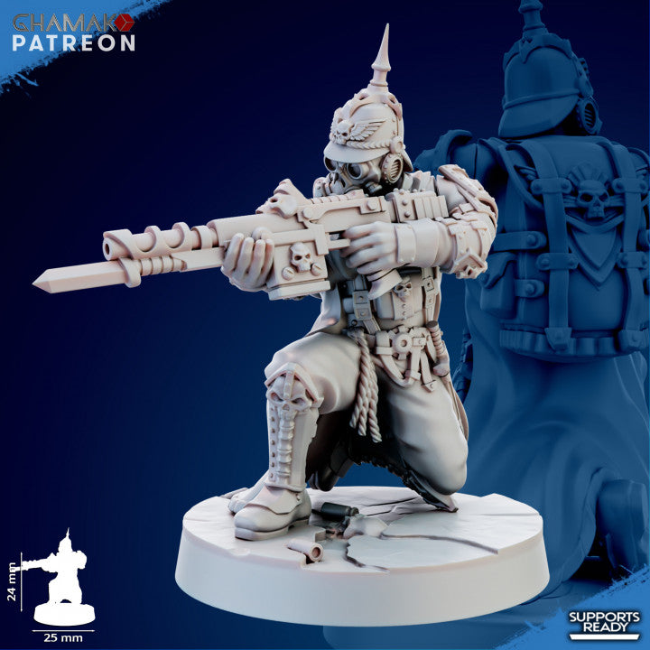 Imperial Army Iron Korps At Ease Trenchers (15 Units), 28mm heroic scale unpainted resin, view 10