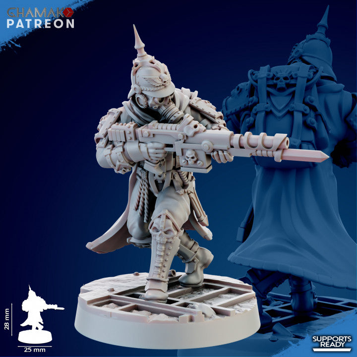 Imperial Army Iron Korps Trenchers Command (5 Units), 28mm heroic scale unpainted resin, view 8