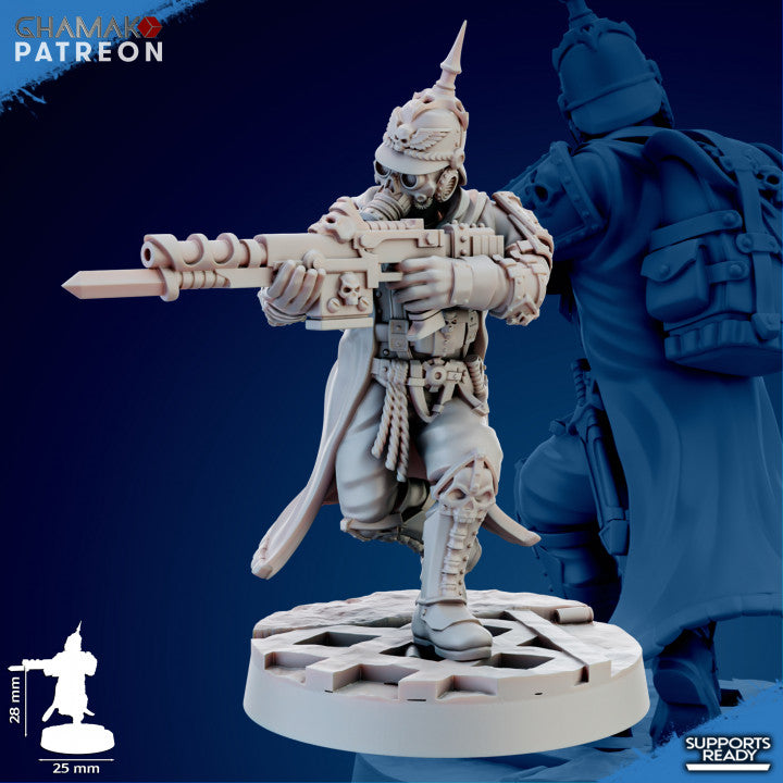 Imperial Army Iron Korps Trenchers Command (5 Units), 28mm heroic scale unpainted resin, view 7