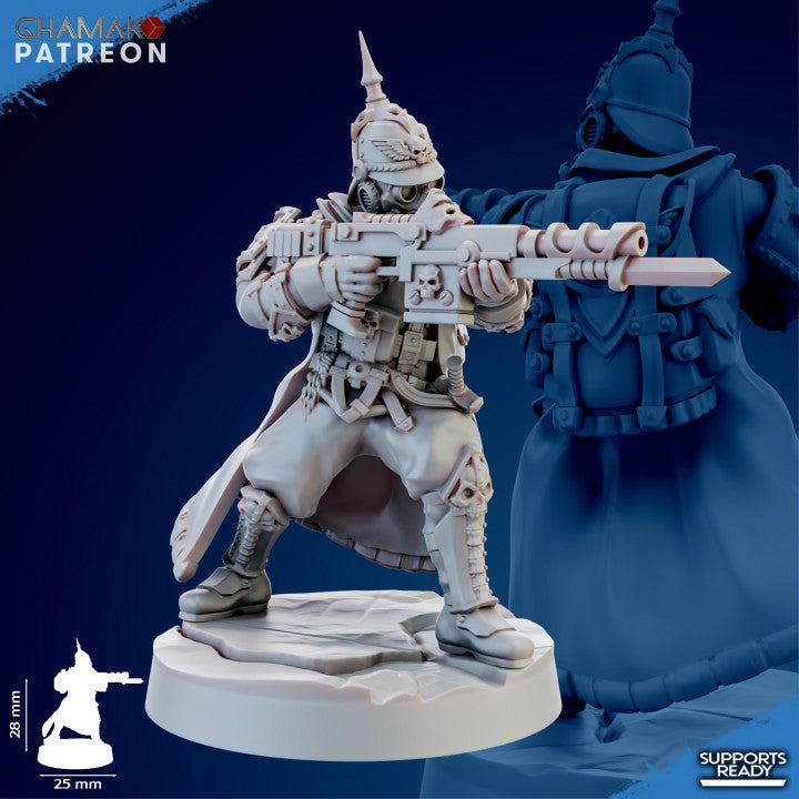 Imperial Army Iron Korps At Ease Trenchers (15 Units), 28mm heroic scale unpainted resin, view 4