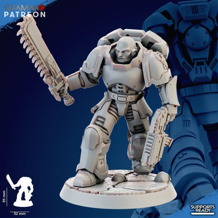 Space Knights Imperators Assault Militum (11 Units), proxy miniature, squad, 28mm heroic scale unpainted, view 2