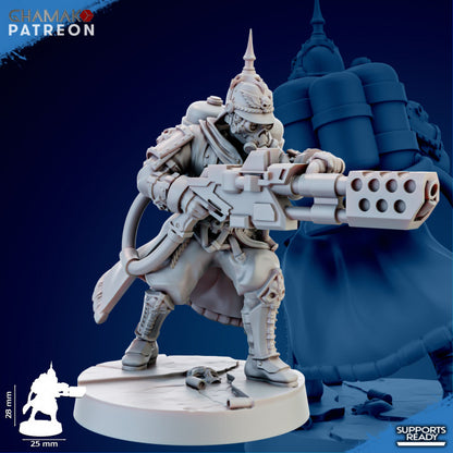 Imperial Army Iron Korps Trenchers Command (5 Units), 28mm heroic scale unpainted resin, view 6