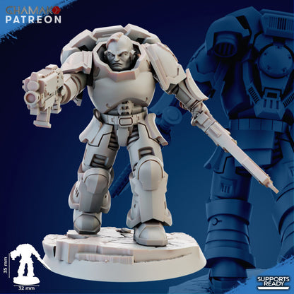 Space Knights Imperators Assault Militum (11 Units), proxy miniature, squad, 28mm heroic scale unpainted, view 3