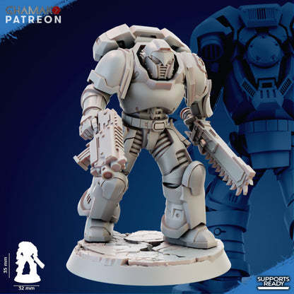 Space Knights Imperators Assault Militum (11 Units), proxy miniature, squad, 28mm heroic scale unpainted, view 6