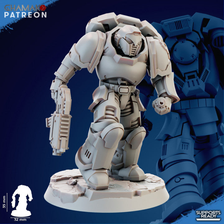 Space Knights Imperators Assault Militum (11 Units), proxy miniature, squad, 28mm heroic scale unpainted, view 4