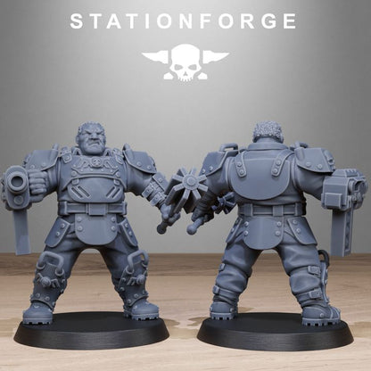 Grim Guard Armored Mutants, Imperial Army proxy miniature, infantry, 28mm heroic scale unpainted resin, view 8