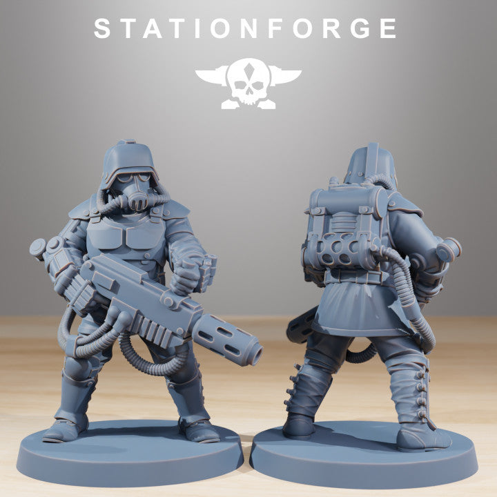 Grim Guard Commandos, Imperial Army proxy miniature, infantry, 28mm heroic scale unpainted resin, view 5