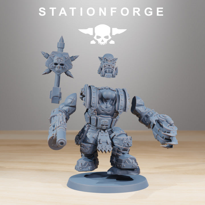 Orks Skullkrushers (10 Units), proxy miniature, squad, 28mm heroic scale unpainted resin, view 7
