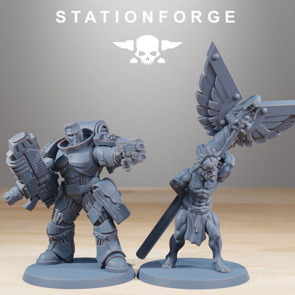 Space Knights Reinforcers (12 Units), proxy miniature, squad, 28mm heroic scale unpainted resin, view 2