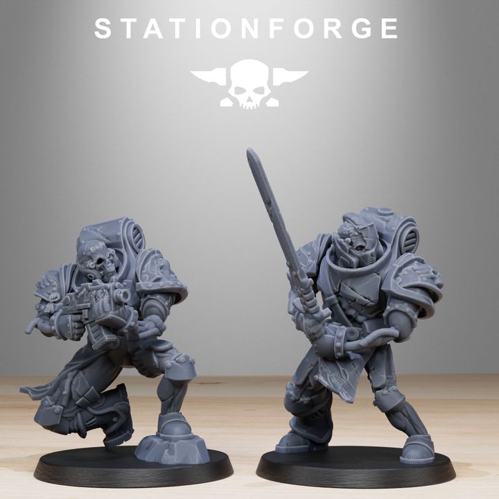 Space Knights Zombies (10 Units), proxy miniature, squad, 28mm heroic scale unpainted resin, view 3