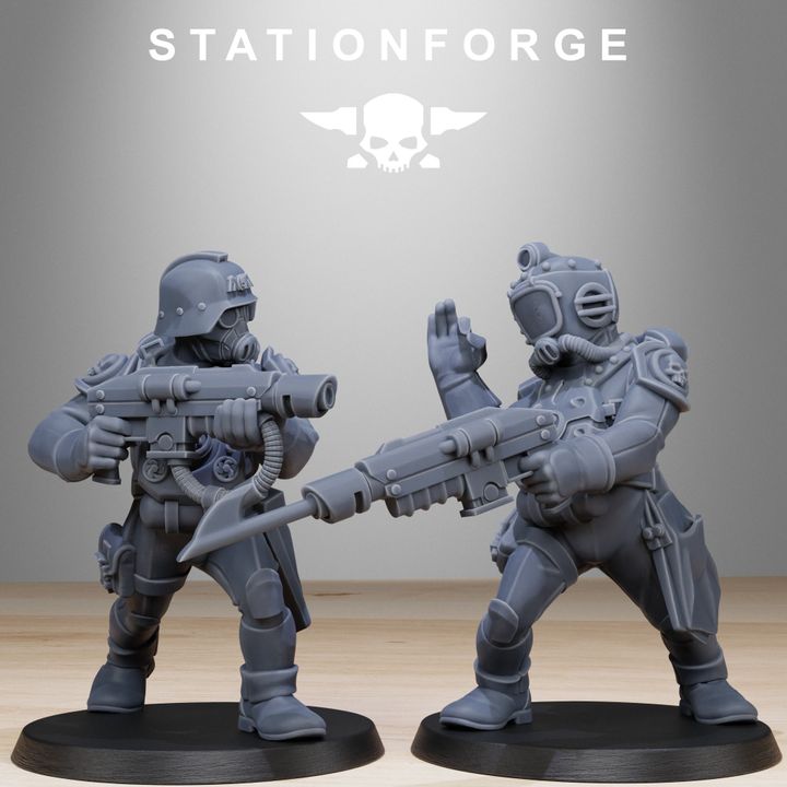 Imperial Army Grim Guard Divers (10 Units), 28mm heroic scale unpainted resin, view 7