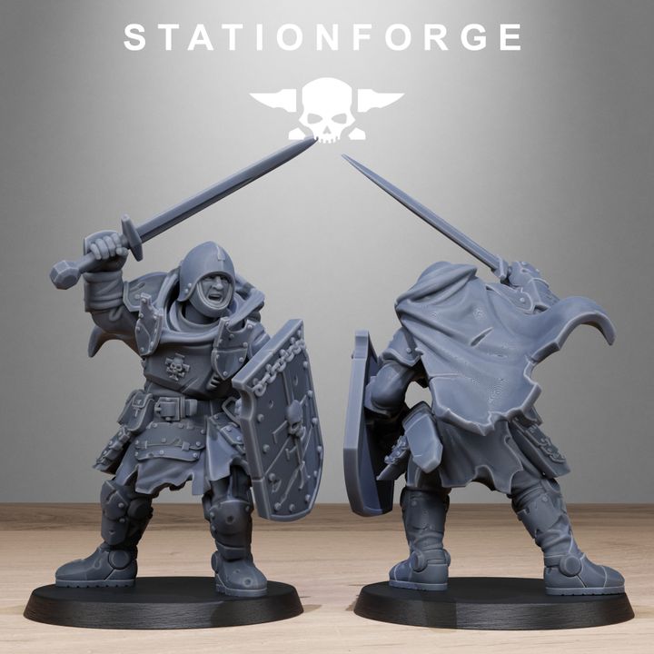 Royal Guard Bloodwardens, Imperial Army proxy miniature, infantry, 28mm heroic scale unpainted resin, view 5