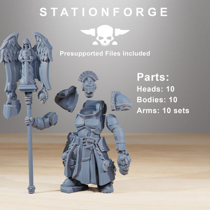 Space Knights Squad (10 Units), proxy miniature, squad, 28mm heroic scale unpainted resin, view 7