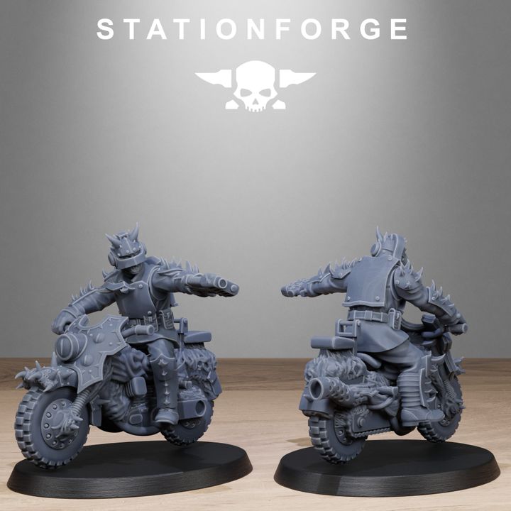 Dark Space Knights Guard Bikers, proxy miniature, infantry, 28mm heroic scale unpainted resin, view 6