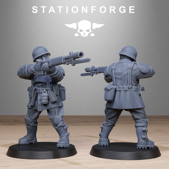 Free Guard Infantry, Imperial Army proxy miniature, 28mm heroic scale unpainted resin, view 7