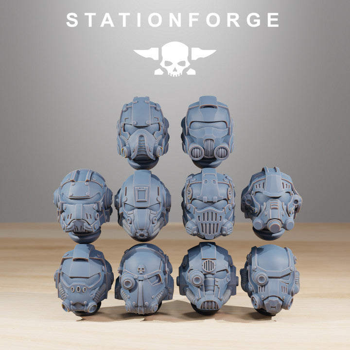 Space Knights Vanguard Heads (10 Units), resin conversion bits, squad, 28mm heroic scale unpainted resin, view 2