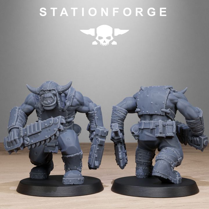 Orks Bros Infantry, proxy miniature, 28mm heroic scale unpainted resin, view 5