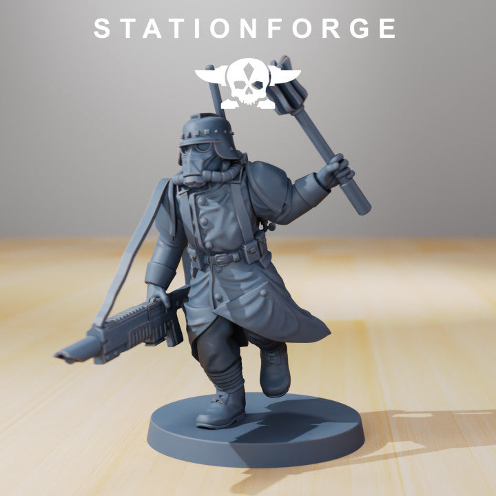 Grim Guard Supporters, Imperial Army proxy miniature, infantry, 28mm heroic scale unpainted resin, view 9