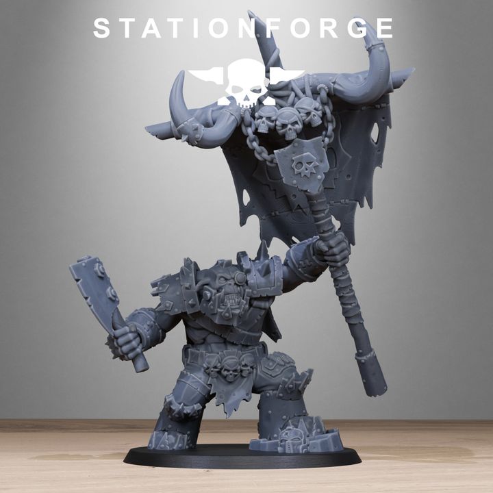 Orks Bearer Boss, proxy miniature, character, 28mm heroic scale unpainted resin, view 6