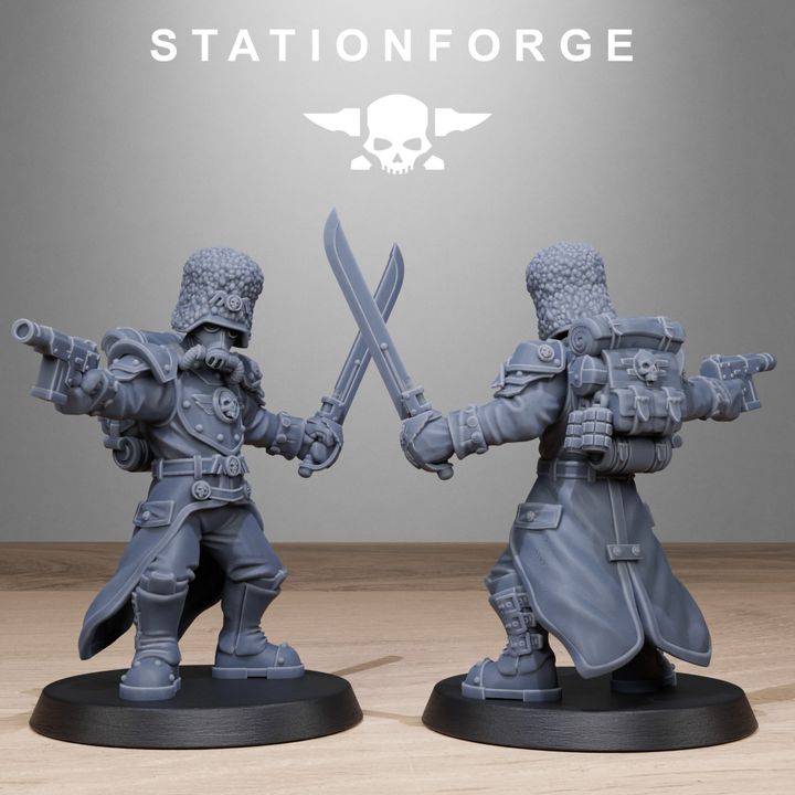 Grim Guard Royals, Imperial Army proxy miniature, infantry, 28mm heroic scale unpainted resin, view 2