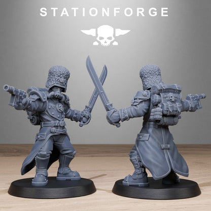 Grim Guard Royals, Imperial Army proxy miniature, infantry, 28mm heroic scale unpainted resin, view 2