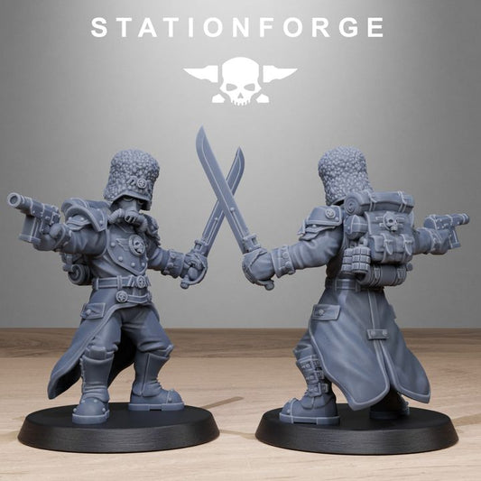 Grim Guard Royals, Imperial Army proxy miniature, infantry, 28mm heroic scale unpainted resin, view 2